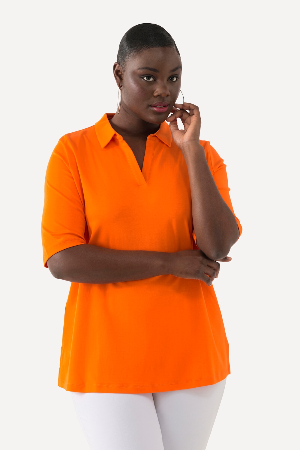 Grote Maten PimaCotton poloshirt, Dames, oranje, Maat: 58/60, Katoen, Ulla Popken