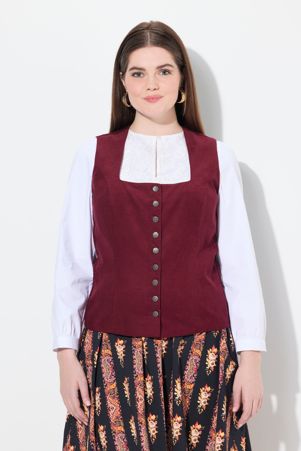 Große Größen Trachten-Mieder, Damen, lila, Größe: 50, Baumwolle, Ulla Popken