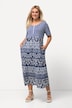 Sukienka midi, krój trapezowy, okrągły dekolt, zamek błyskawiczny, rękaw 1/2