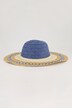 Strohoed, geweven, zonneklep, brede rand