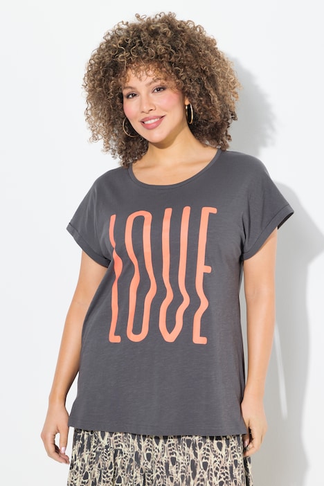 T-shirt, LOVE, oversized, ronde hals, korte mouwen