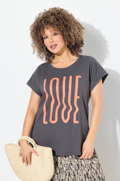 T-shirt, LOVE, oversized, ronde hals, korte mouwen