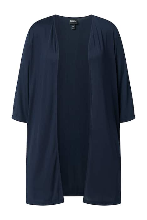 Dlouhý svetr, žebrovaný žerzej, otevřený střih, výstřih do V