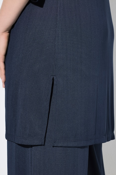 Longjacke, Rippjersey, offene Form, V-Ausschnitt