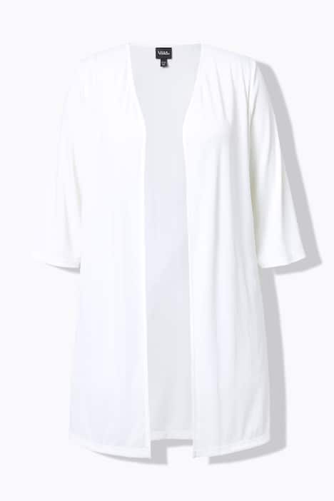 Lange jas, ribjersey, open model, V-hals