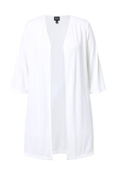 Dlouhý svetr, žebrovaný žerzej, otevřený střih, výstřih do V