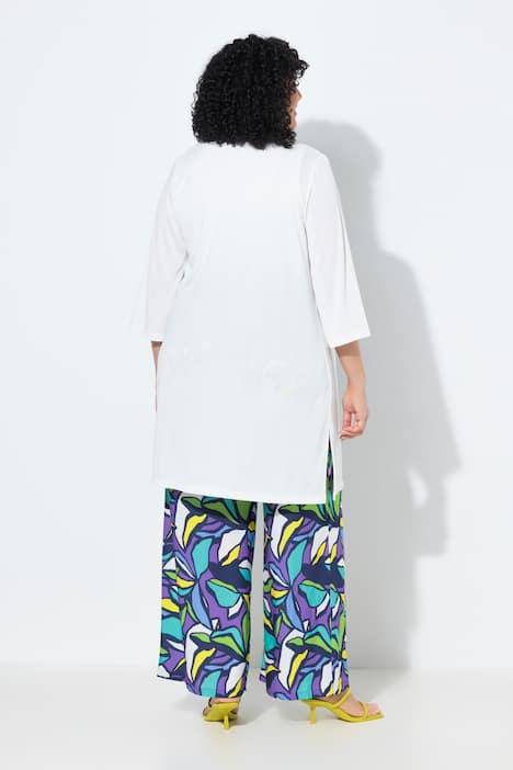 Lange jas, ribjersey, open model, V-hals