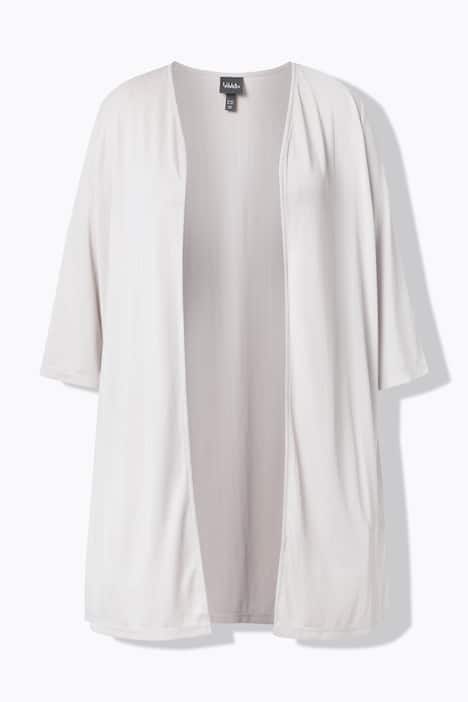 Longjacke, Rippjersey, offene Form, V-Ausschnitt