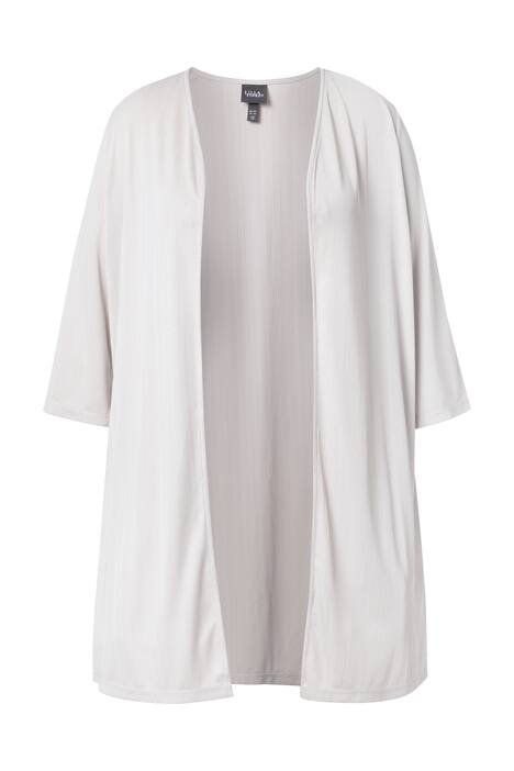 Dlouhý svetr, žebrovaný žerzej, otevřený střih, výstřih do V