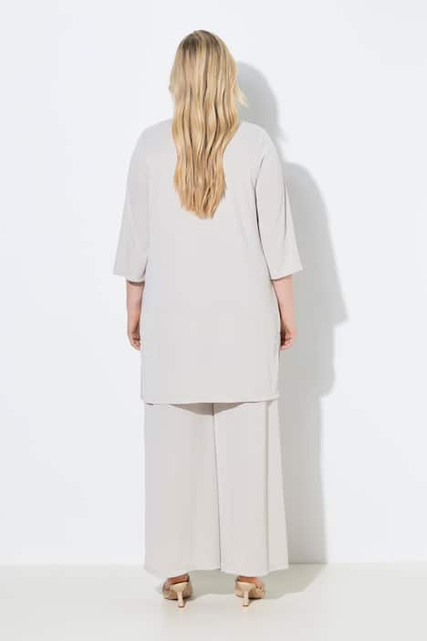 Longjacke, Rippjersey, offene Form, V-Ausschnitt