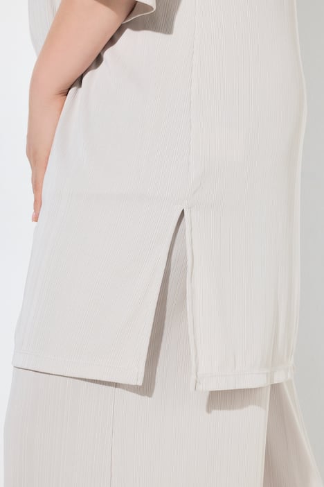 Longjacke, Rippjersey, offene Form, V-Ausschnitt