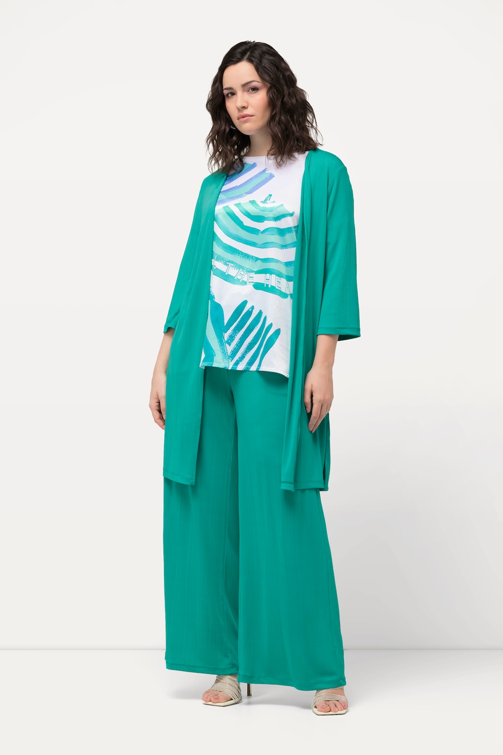 Große Größen Longjacke, Damen, türkis, Größe: 50/52, Polyester, Ulla Popken