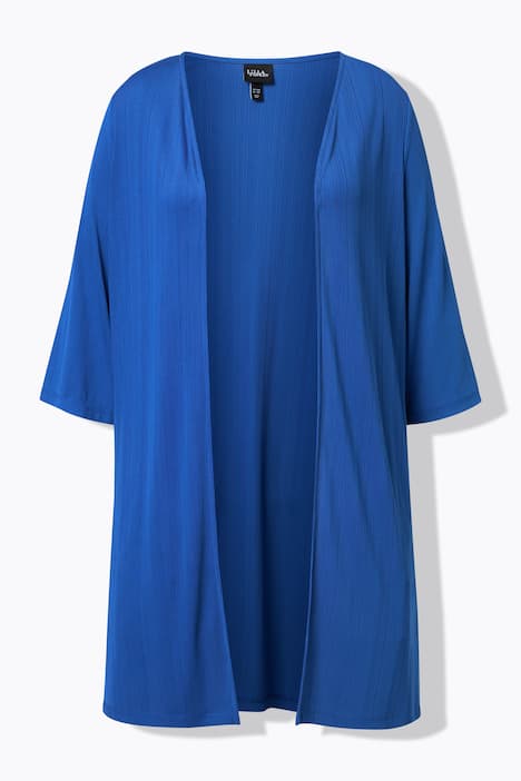 Longjacke, Rippjersey, offene Form, V-Ausschnitt