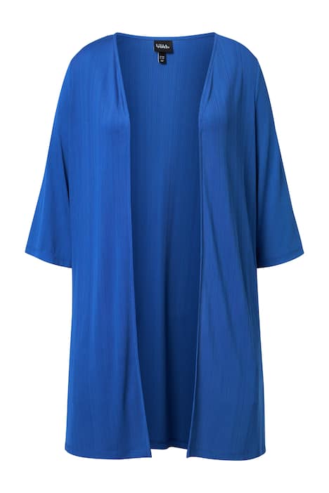 Dlouhý svetr, žebrovaný žerzej, otevřený střih, výstřih do V