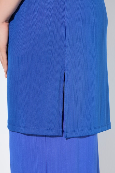 Longjacke, Rippjersey, offene Form, V-Ausschnitt