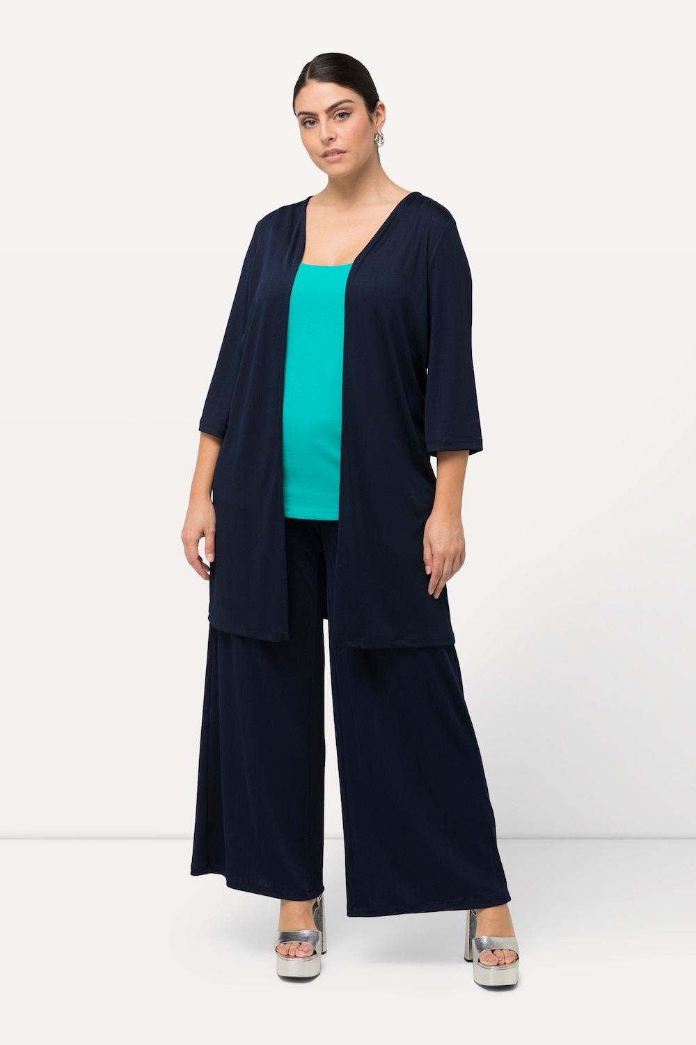 Große Größen Longjacke, Damen, blau, Größe: 46/48, Polyester, Ulla Popken