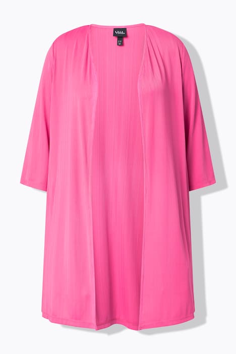 Longjacke, Rippjersey, offene Form, V-Ausschnitt