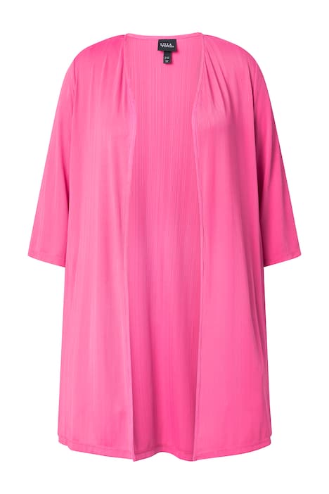 Dlouhý svetr, žebrovaný žerzej, otevřený střih, výstřih do V