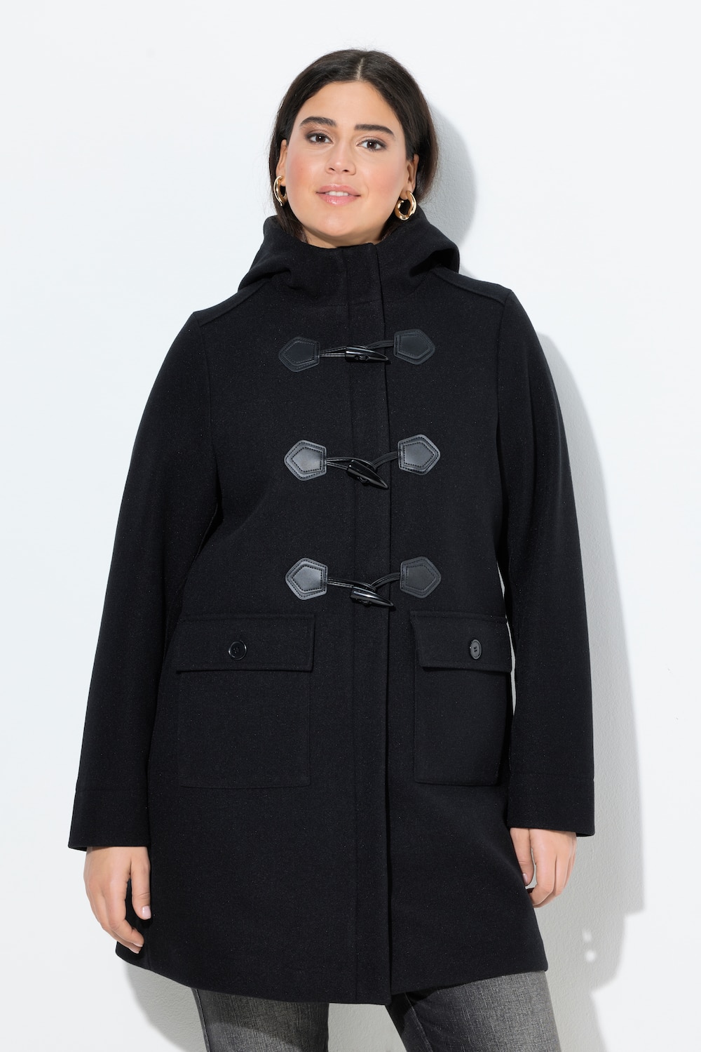 Große Größen Dufflecoat, Damen, schwarz, Größe: 54/56, Polyester, Ulla Popken