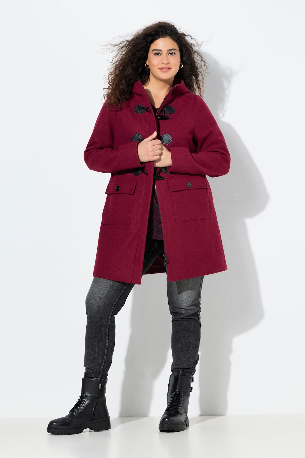 Große Größen Dufflecoat, Damen, rot, Größe: 50/52, Polyester, Ulla Popken