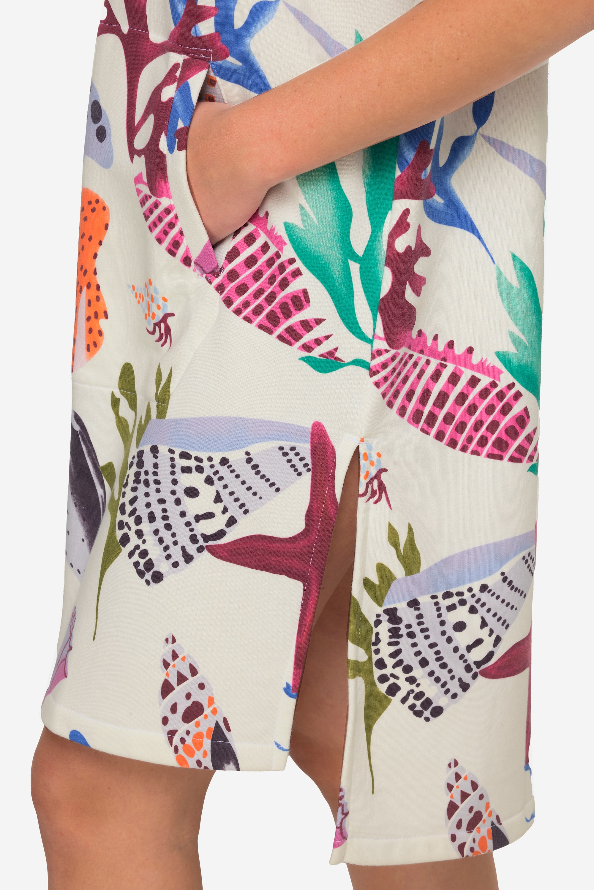Laurasøn Damen Sweatkleid A Line Strandmotive Kapuze Halbarm 829349
