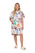A Line Beach Print Sweat Dress Hood Short Sleeve