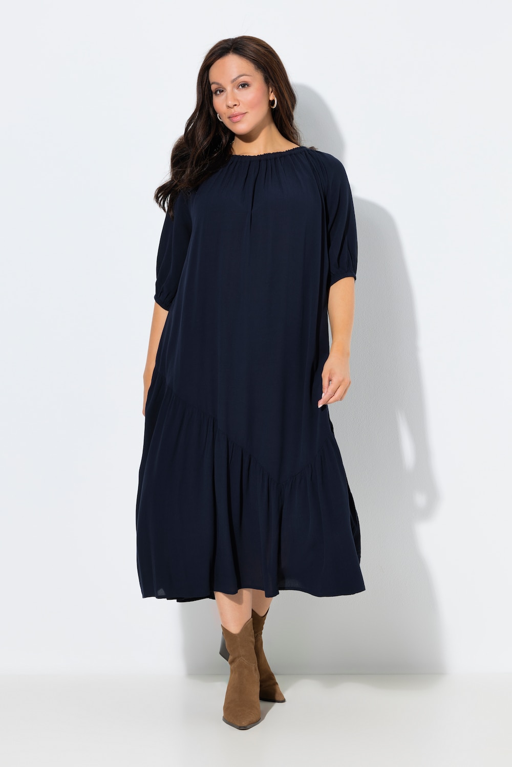 Große Größen Midikleid, Damen, blau, Größe: 62/64, Viskose, Ulla Popken