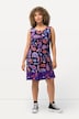 Jersey mini-jurk, paisley, A-lijn, ronde hals, mouwloos