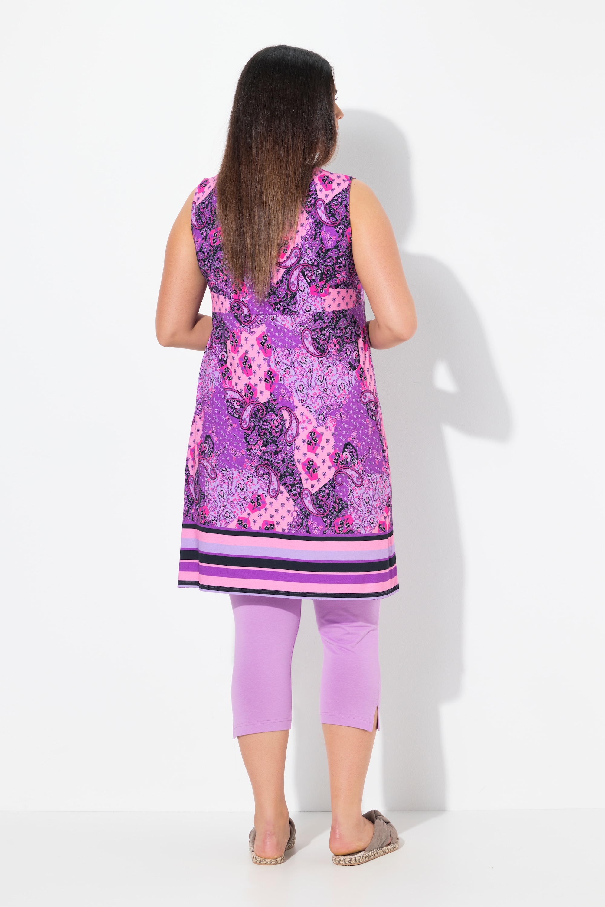 Ulla Popken Damen große Größen Jersey Minikleid Paisley A Linie Rundhals
