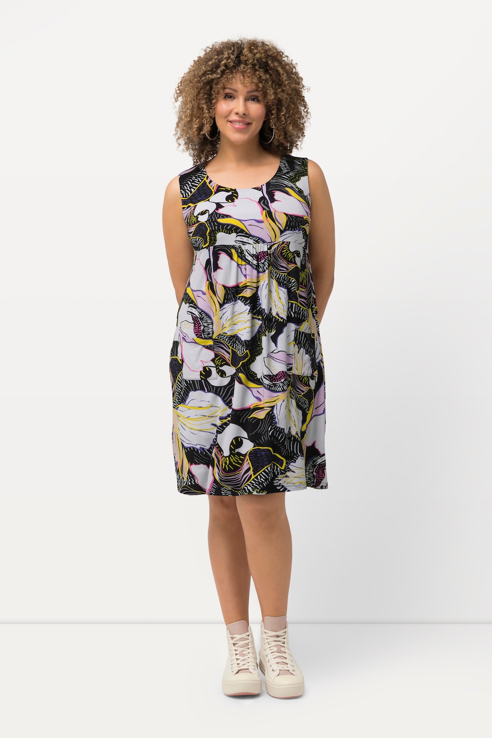 Große Größen Jersey-Minikleid, Damen, schwarz, Größe: 46/48, Viskose, Ulla Popken