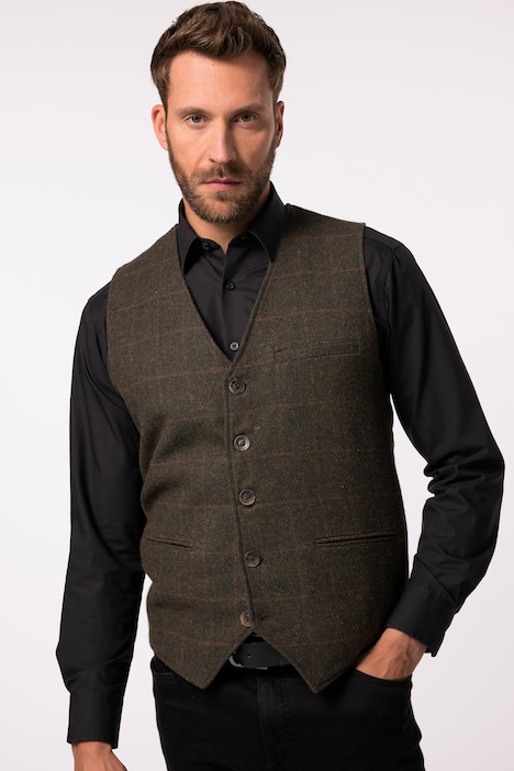 JP 1880 vest, ruit, gebreide rug, tot 7XL