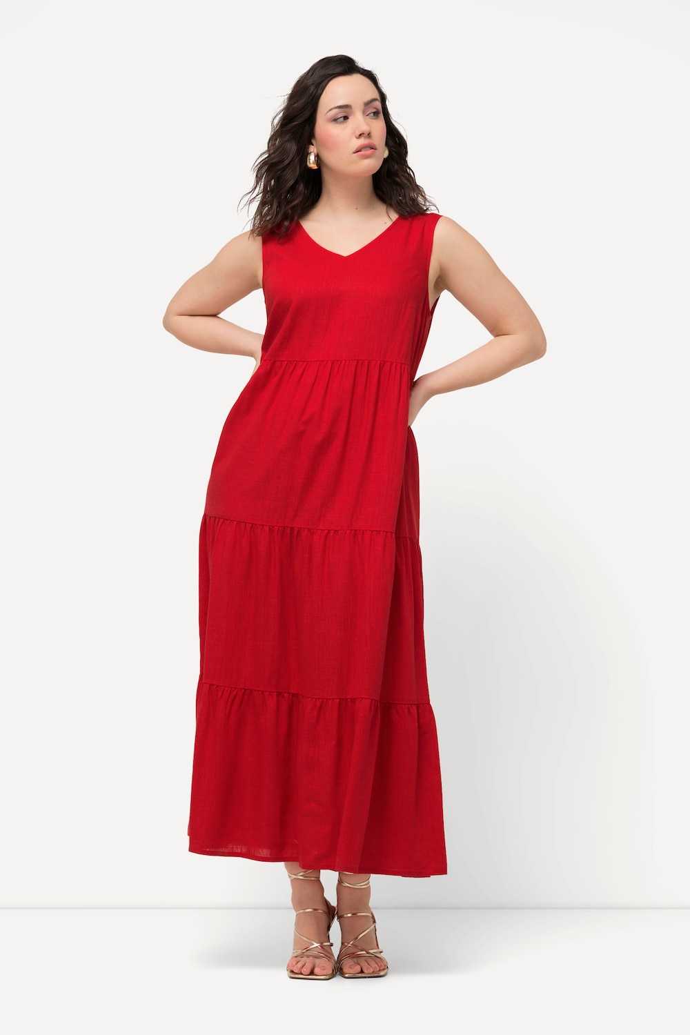 Grote Maten Jurk, Dames, rood, Maat: 52, Viscose/Linnen, Ulla Popken