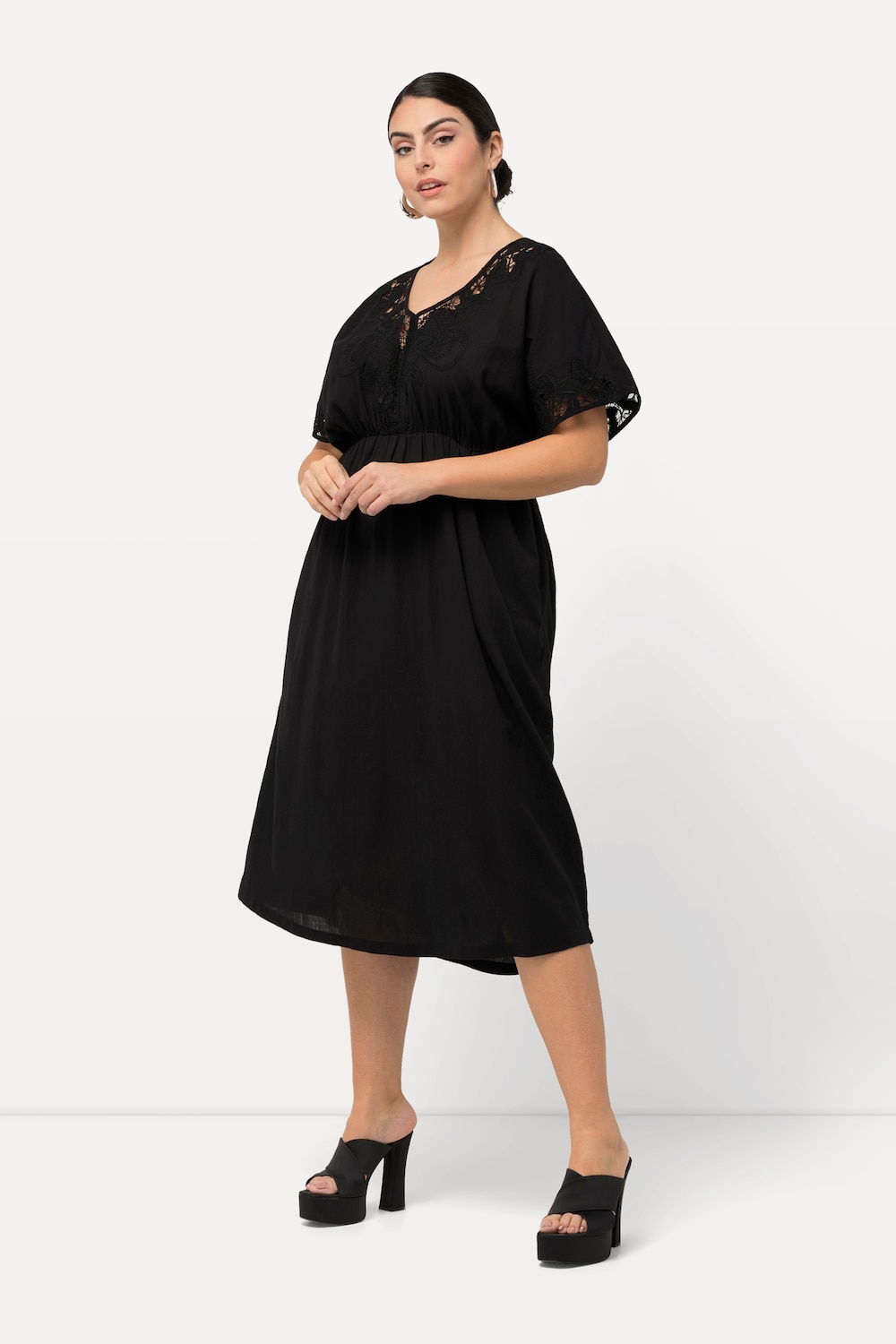 Große Größen Kleid, Damen, schwarz, Größe: 54/56, Baumwolle, Ulla Popken