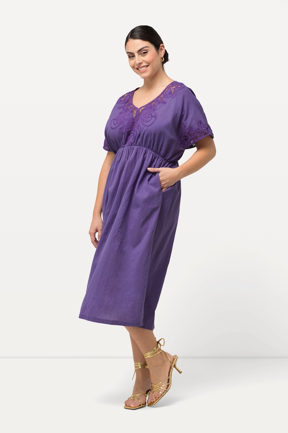 Große Größen Kleid, Damen, lila, Größe: 50/52, Baumwolle, Ulla Popken