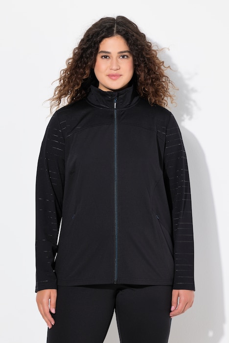 Sweatjacke, Powerstretch, Stehkragen, Reflektor