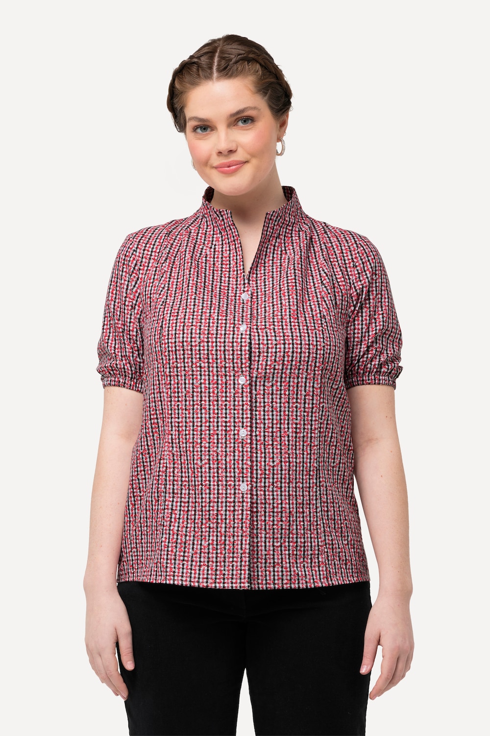 Große Größen Trachtenbluse, Damen, rot, Größe: 54/56, Baumwolle/Polyester, Ulla Popken