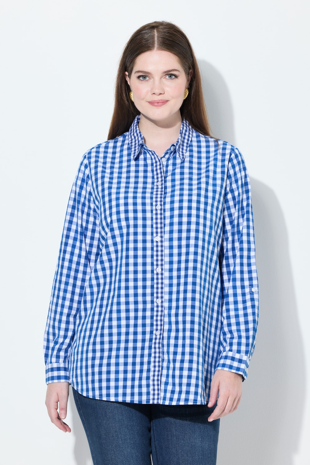 Große Größen Hemdbluse, Damen, blau, Größe: 50/52, Baumwolle, Ulla Popken