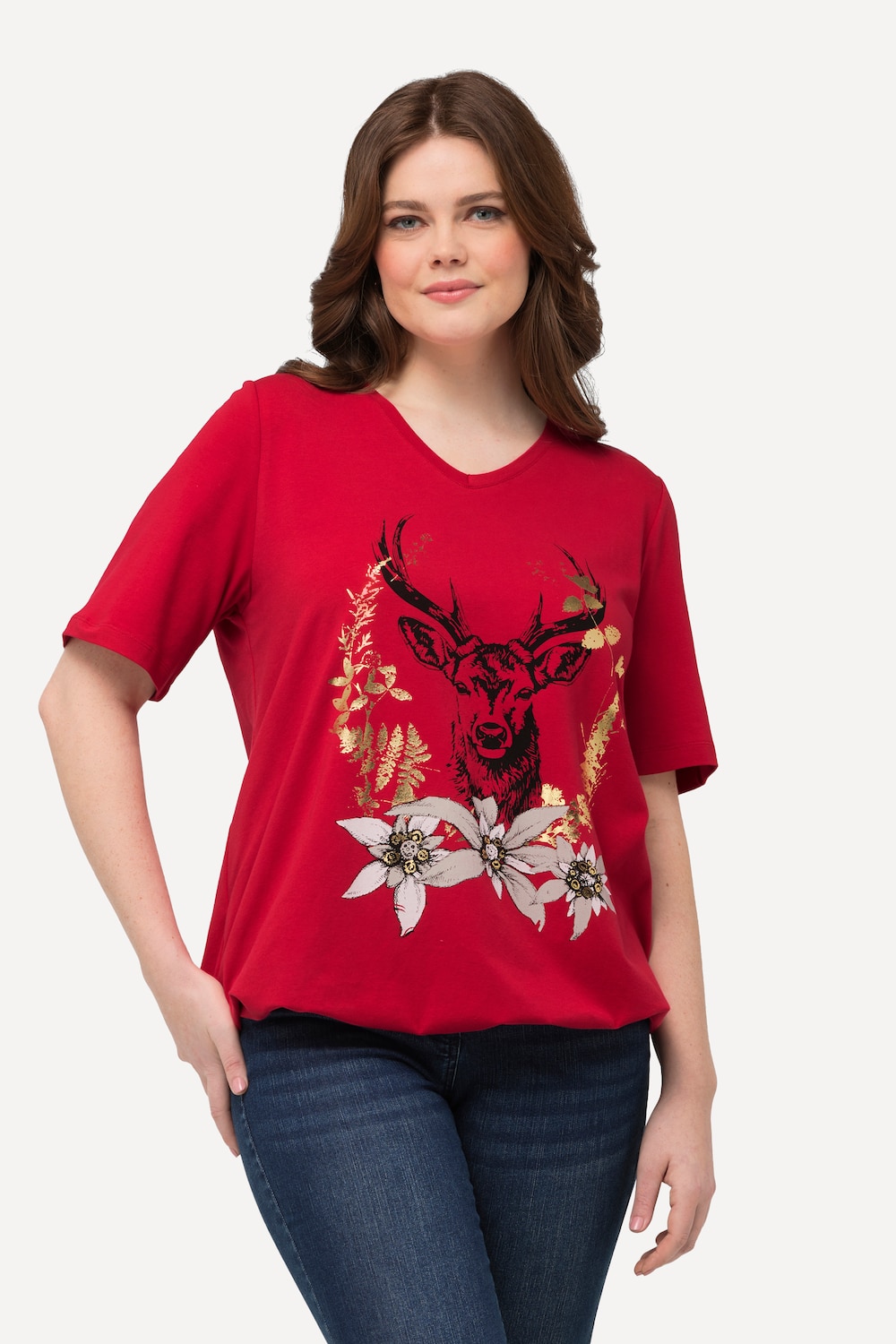 Thumbnail - Große Größen T-Shirt, Damen, rot, Größe: 46/48, Baumwolle, Ulla Popken