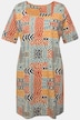 Lang t-shirt, patchprint, A-form, firkantet udskæring og korte ærmer