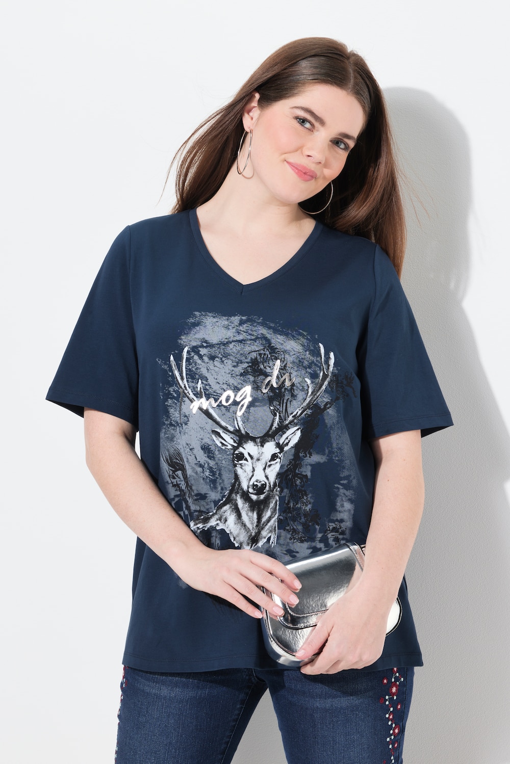T-shirt, traditioneel motief, classic, V-hals, korte mouw