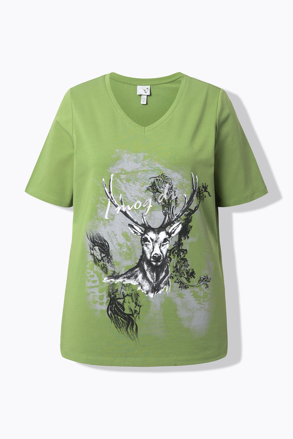 Stora storlekar T-shirt, Dam, grön, storlek: 42/44, Bomull, Ulla Popken