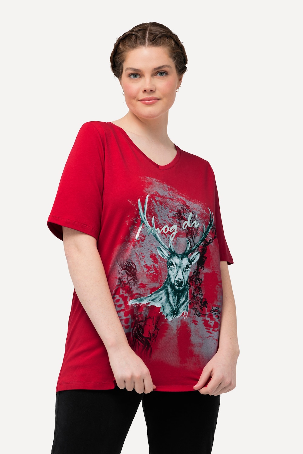 Große Größen T-Shirt, Damen, rot, Größe: 42/44, Baumwolle, Ulla Popken