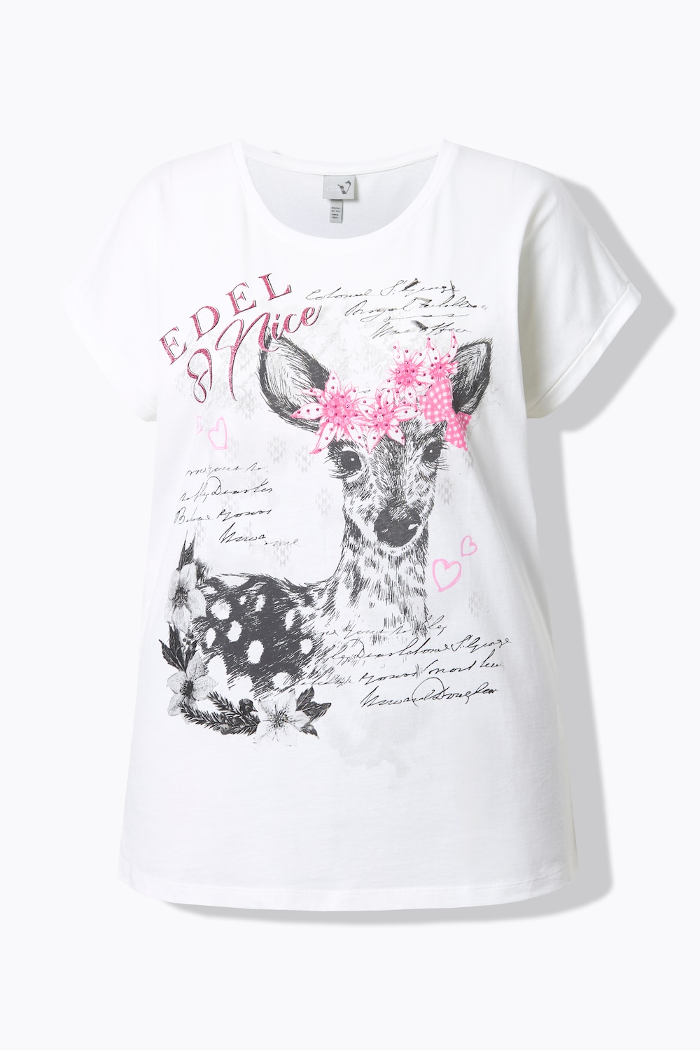 Stora storlekar T-shirt, Dam, vit, storlek: 42/44, Bomull, Ulla Popken