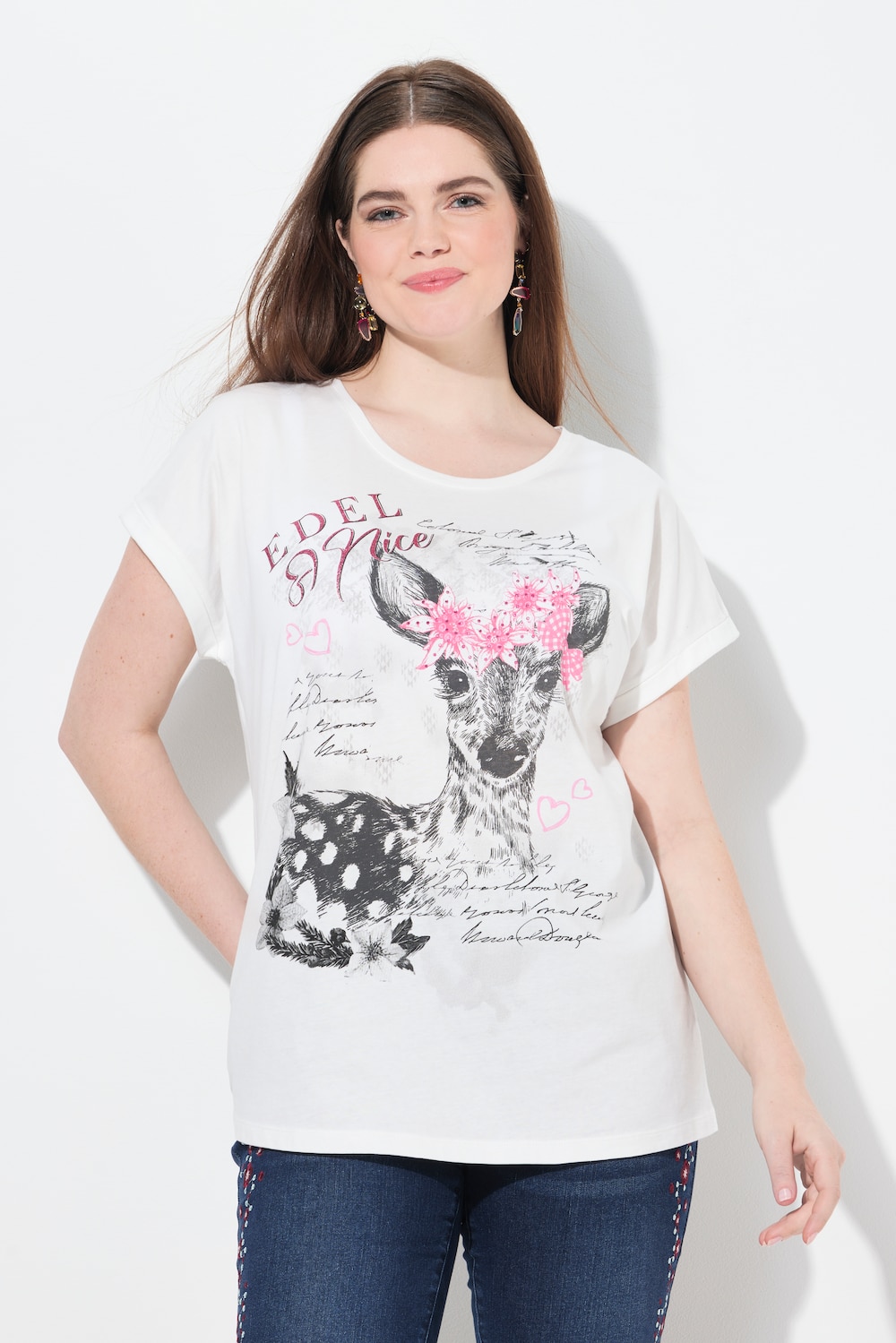 T-shirt, reekalf, oversized, ronde hals, korte mouw