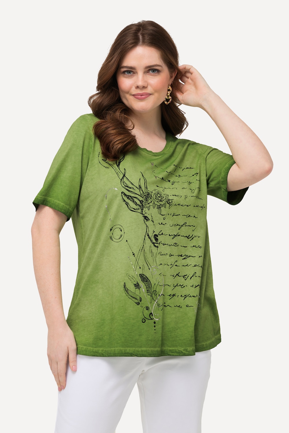 Grote Maten T-shirt, Dames, groen, Maat: 46/48, Katoen, Ulla Popken