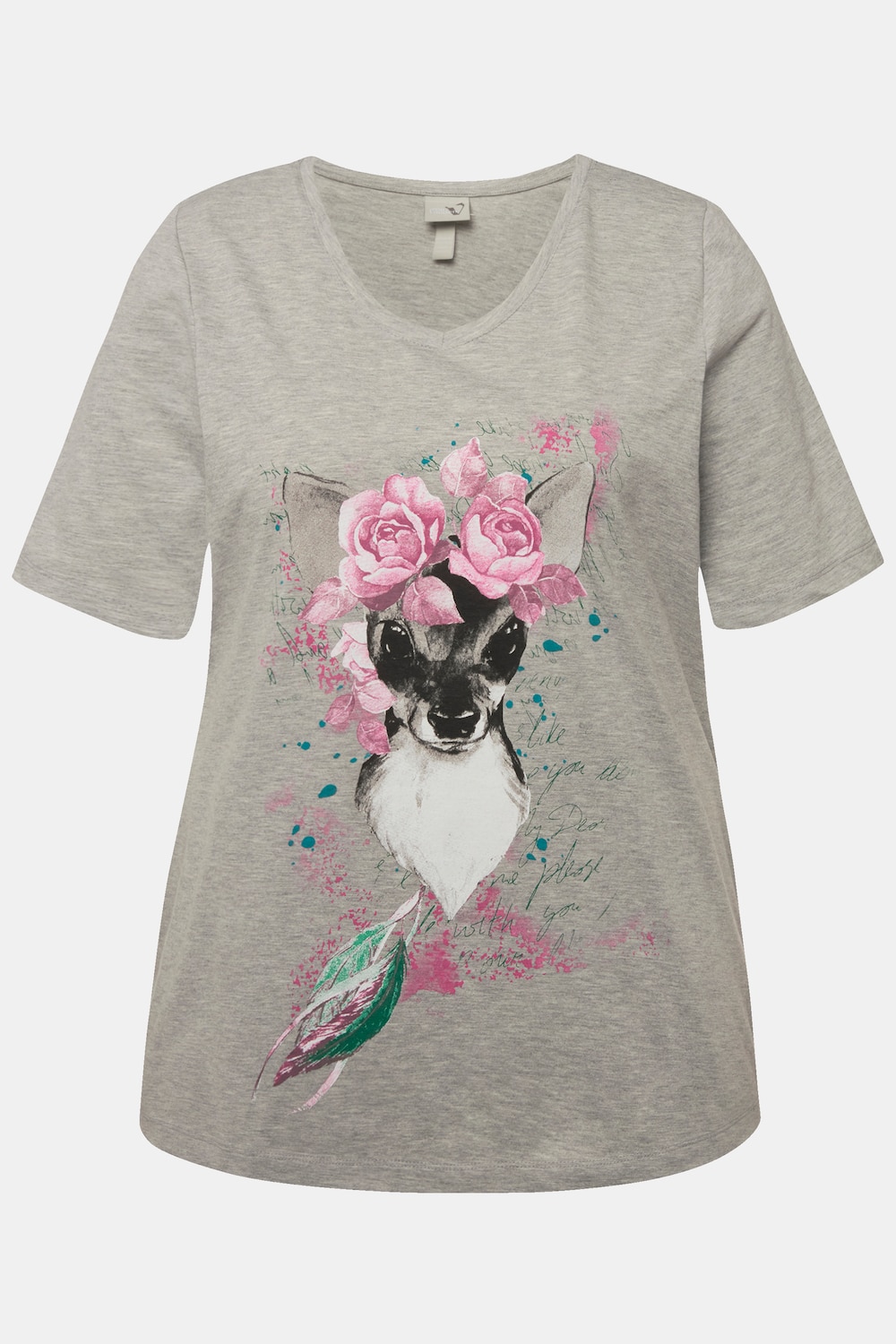 Stora storlekar T-shirt, Dam, grå, storlek: 50/52, Bomull/Polyester, Ulla Popken