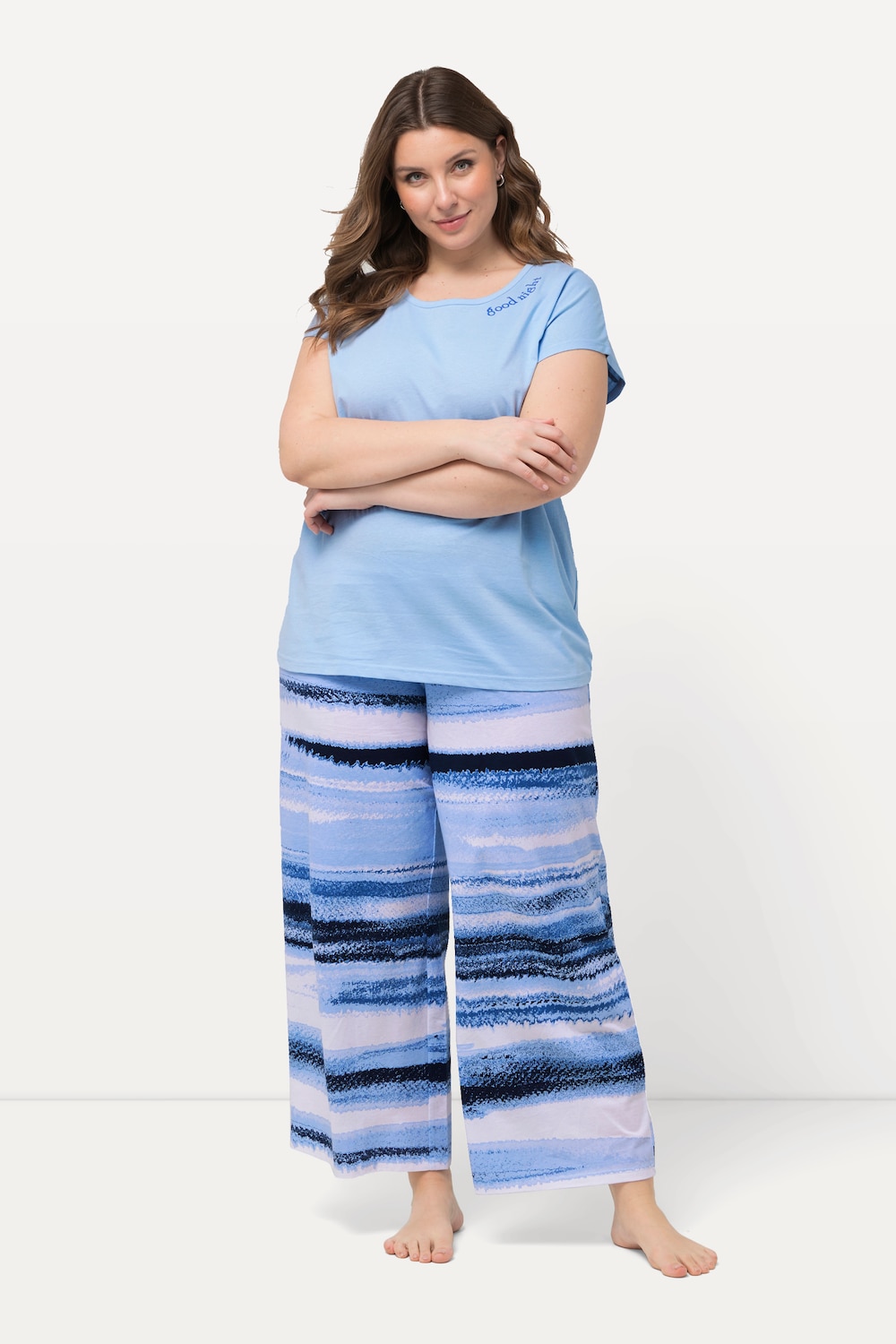 Große Größen Pyjama, Damen, blau, Größe: 54/56, Baumwolle, Ulla Popken