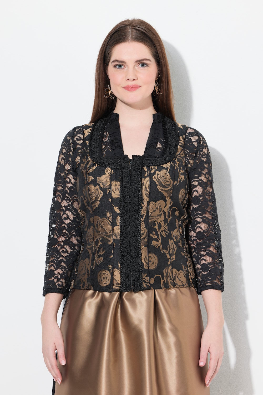 Große Größen Trachten-Mieder, Damen, braun, Größe: 58, Polyester/Baumwolle/Synthetische Fasern, Ulla Popken