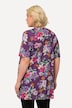 Longshirt, Blüten, A-Linie, Tunika-Ausschnitt, Halbarm