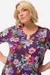 Longshirt, Blüten, A-Linie, Tunika-Ausschnitt, Halbarm